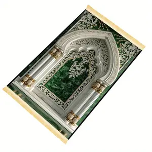 1pc Emerald Luxury Arch Prayer Mat - Polyester, Machine Washable, Indoor/Outdoor Use, Ideal for Pilgrimage, Meditation & Home Decor