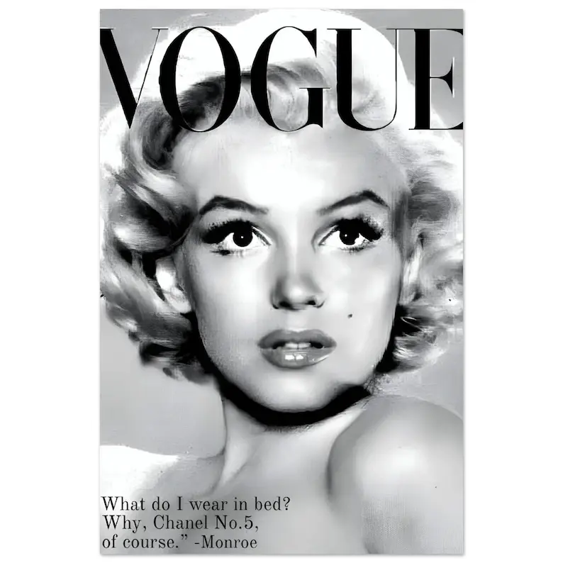 Vogue Marilyn Monroe Poster, Black and White Fashion Print