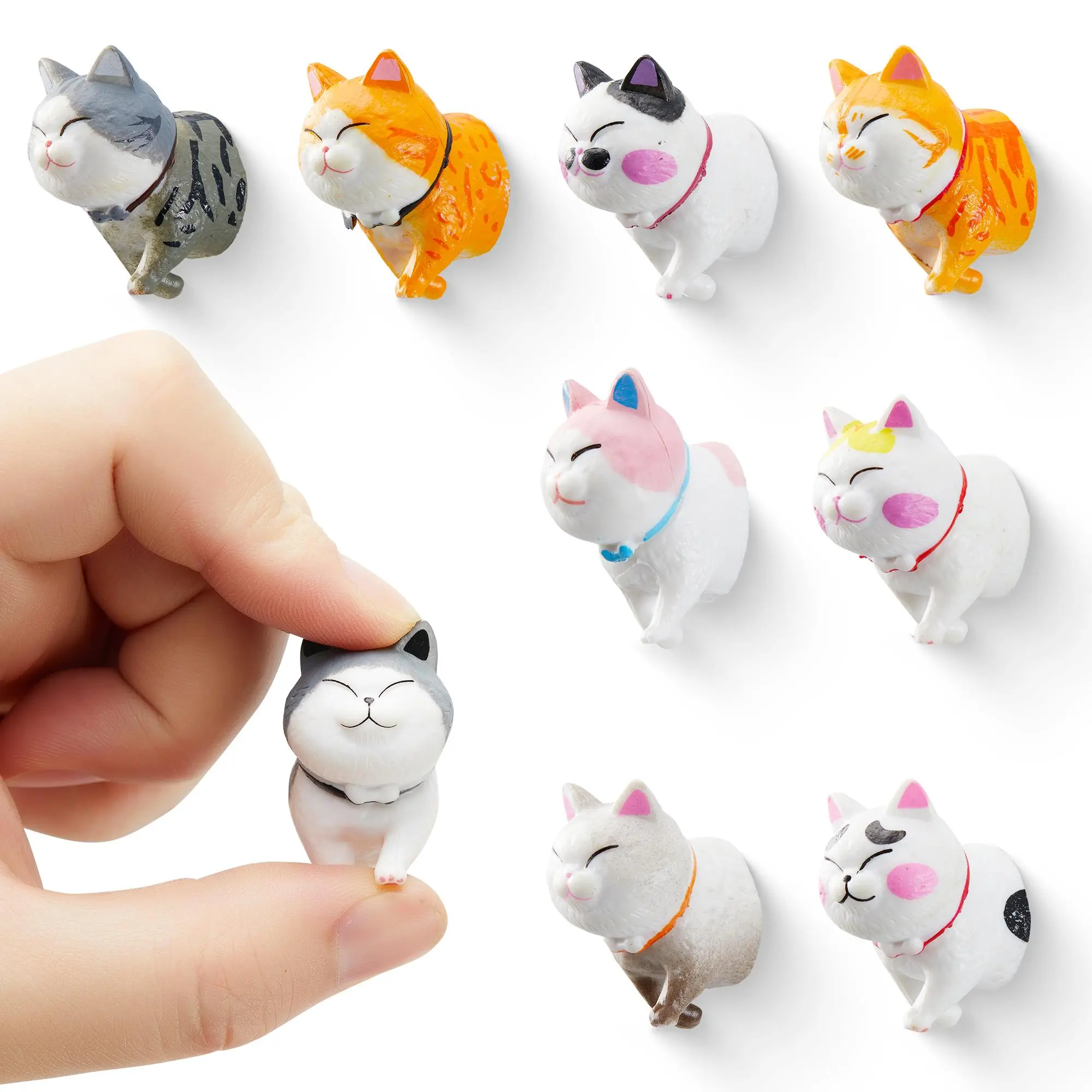Cute Cat Design Fridge Magnet, 9 Counts/set Cartoon Cat Fridge Magnet Decoration, Home Decor for Kitchen, Kitchen Accessories, Room Decor, Refrigerator Decorating Magnet, Refrigerator Magnets Decorative, Refrigerator Magnets Set