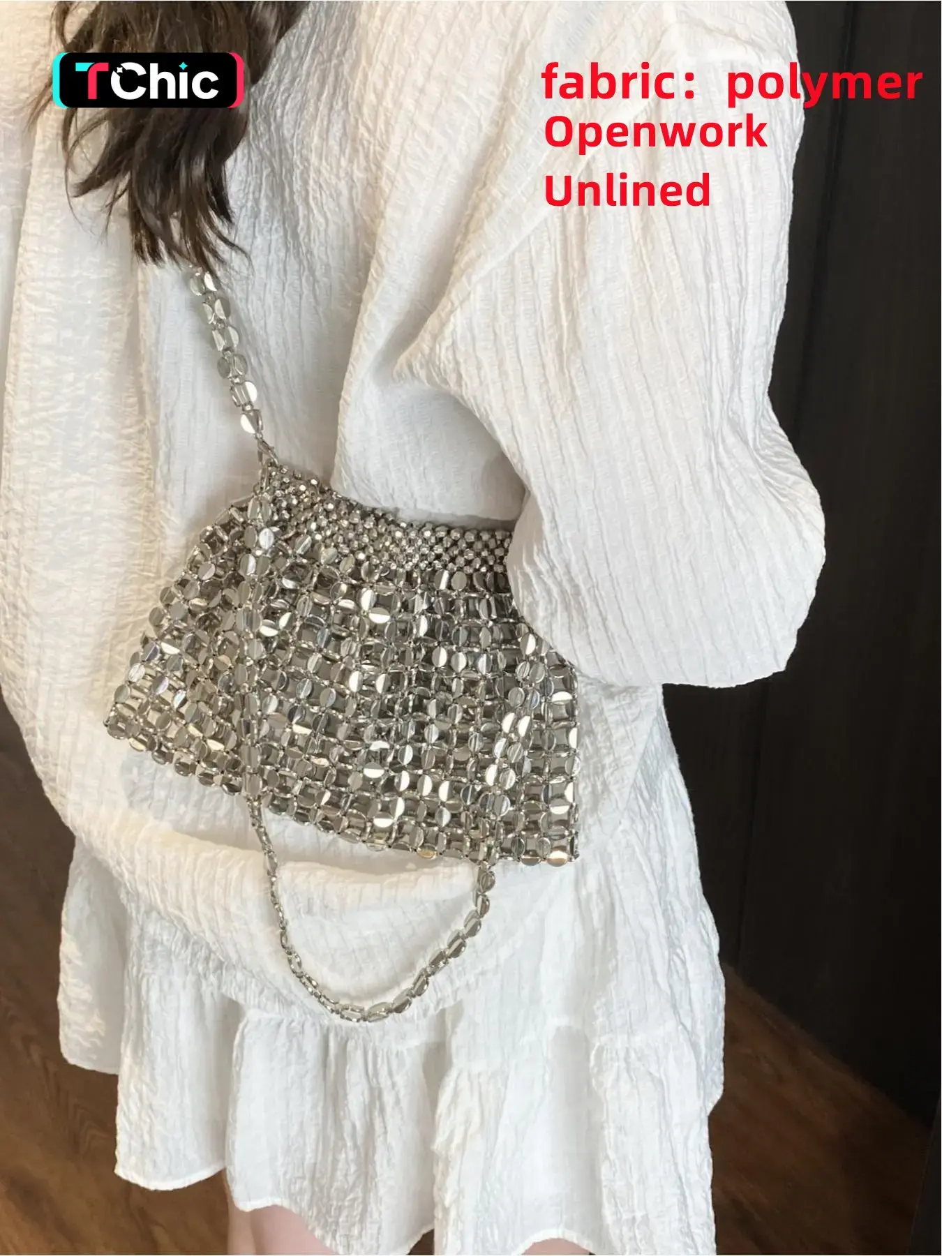 Korean-Style Retro Shiny Plastic Sequin Bucket Bag, Handmade Beaded Crossbody Shoulder Bag, Chic Crossbody Bag for Vacation, Travel, Commute and Shopping