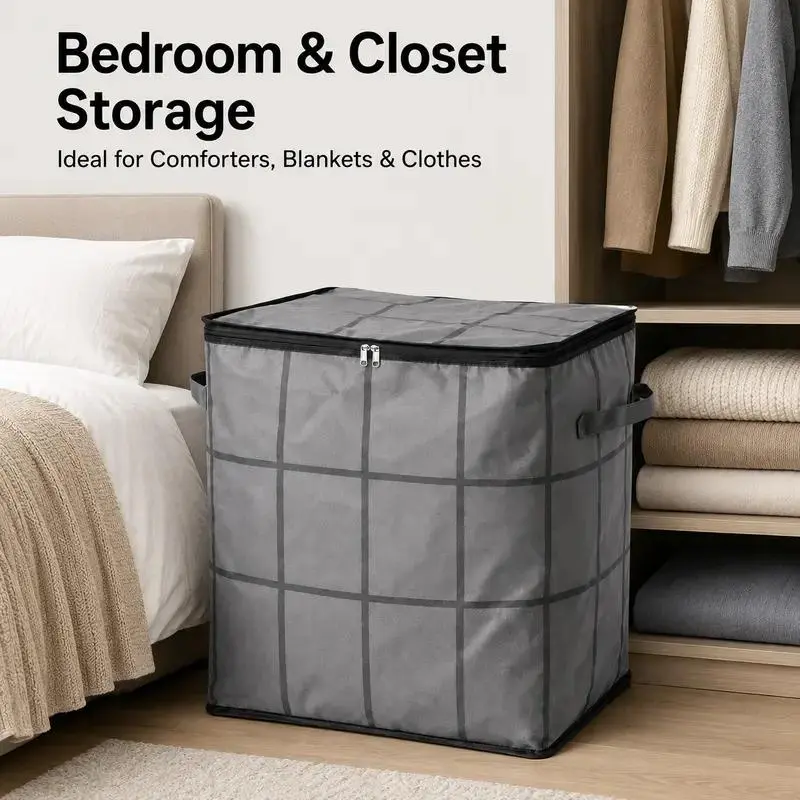 Zipper-type storage cloth bag, large-capacity design, easy to store quilts, all kinds of bedding, sweaters, moving, wardrobe storage, bedroom storage, multi-use.