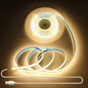 5V USB COB LED Strip Light 10FT/3M 960LEDs Warm White 3000K Flexible Tape Lights with SelfAdhesive Cuttable LED Light Strip for TV Backlight Closet Display Under Cabinet Home DIY Lighting