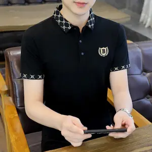 Vintage polo shirt men's 2025 summer new solid color lapel trendy half-sleeved shirt top trendy short-sleeved t-shirt Casual Menswear