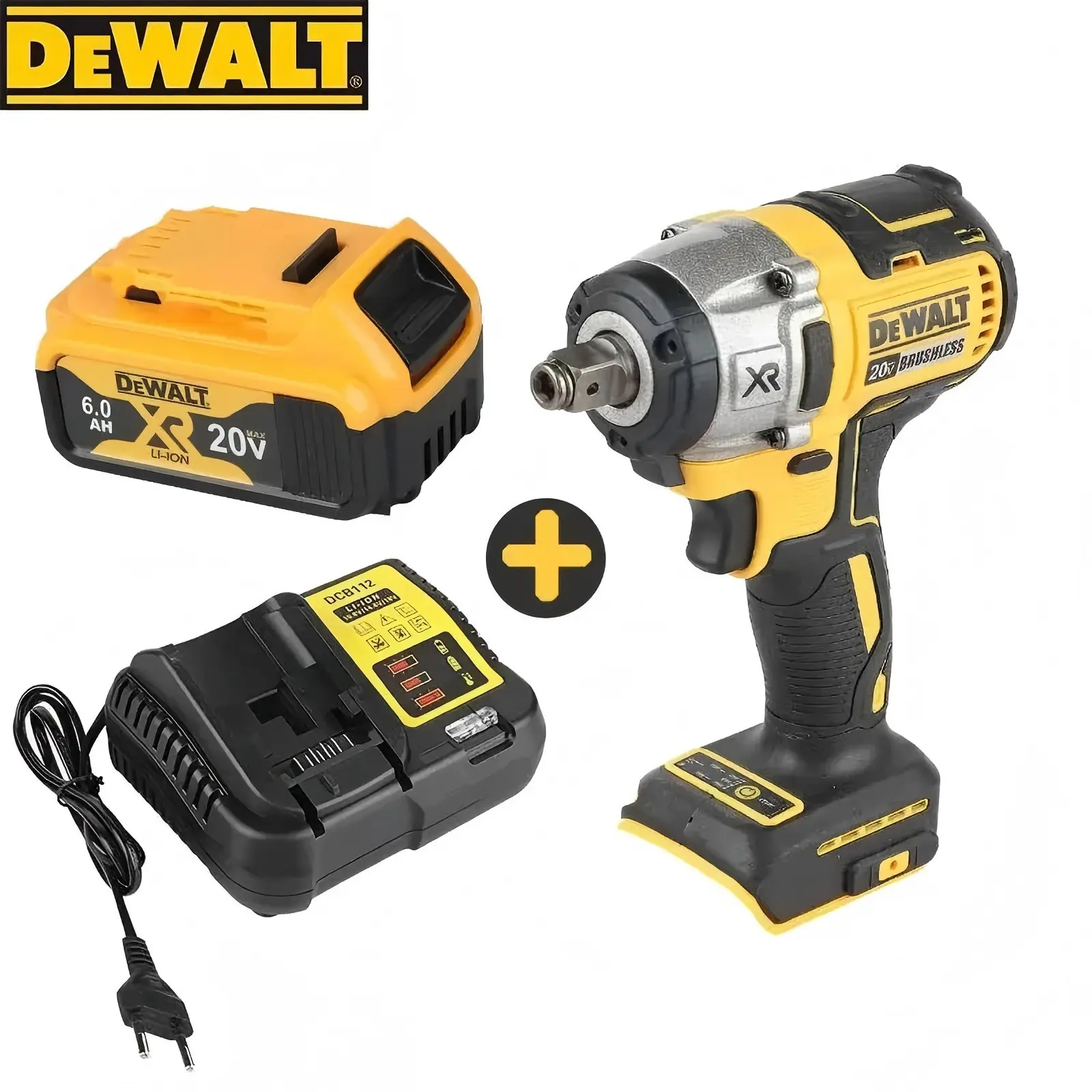 DEWALT DCF880 20V XR Brushless Cordless Impact Wrench with Brushless Motor & 20V Battery, Dual High-Torque & High-Speed Modes, Variable Speed Heavy-Duty Tool for DIY Users, Car Tire Changing & Construction Fastening