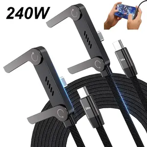 Invisible Holder Charger Cable with Stand, 240w super fast charging 2-in-1 Fast Charging Cord & Phone Stand for Gaming, Office, Car Travel, Compatible with Type-C charging cable Black