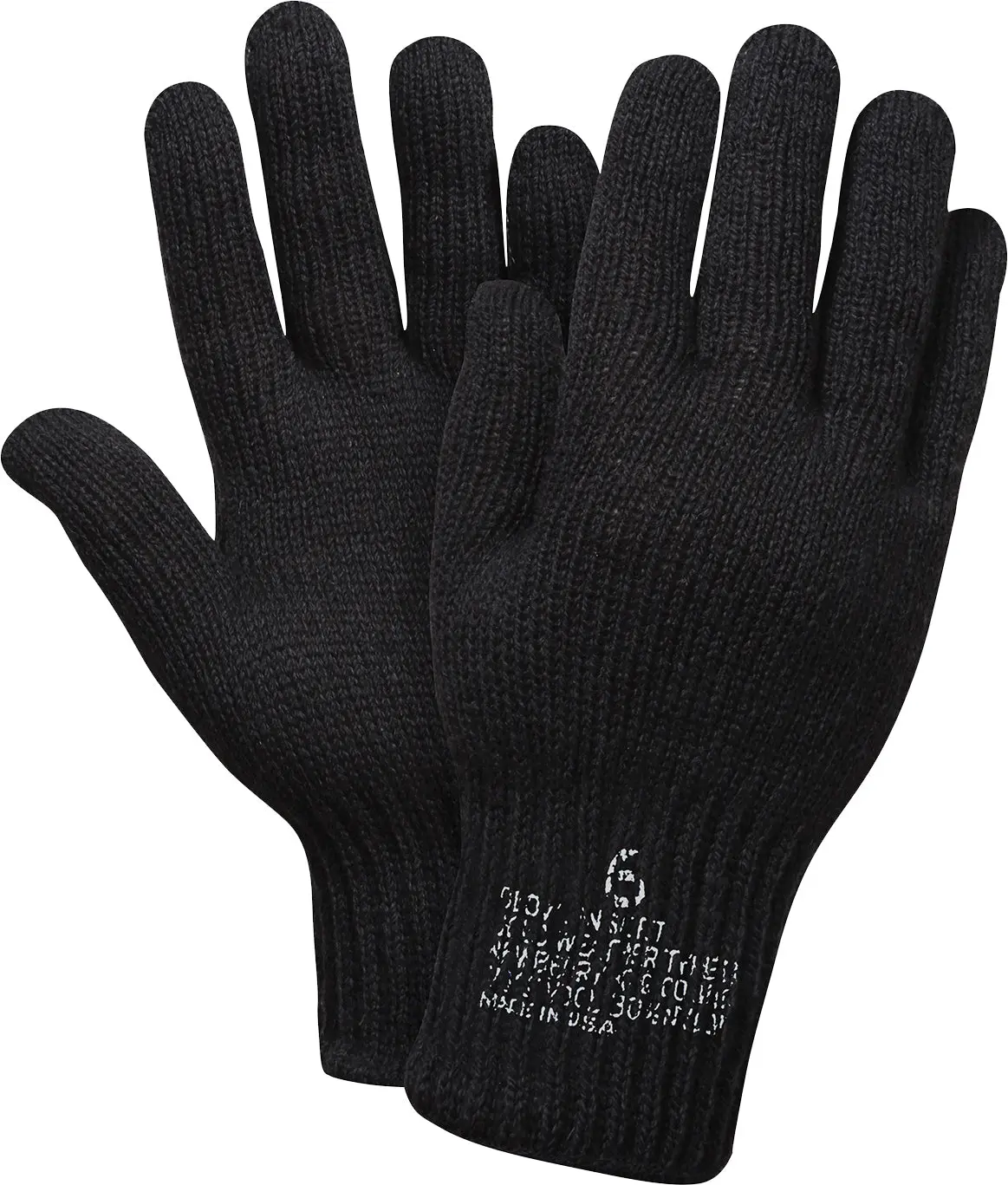 Black Genuine GI Wool-Nylon Work Safety Glove Liners, USA-Made Inserts, Gloves for Work