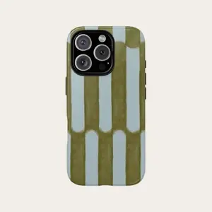 Watercolor Striped TPU Smartphone Case - Blue & Olive Green Stylish, Shockproof, Magnetic Protection Accessory for iPhone 17,16,15,14,13,12,11 Pro Max (Spring Edition) summerwins