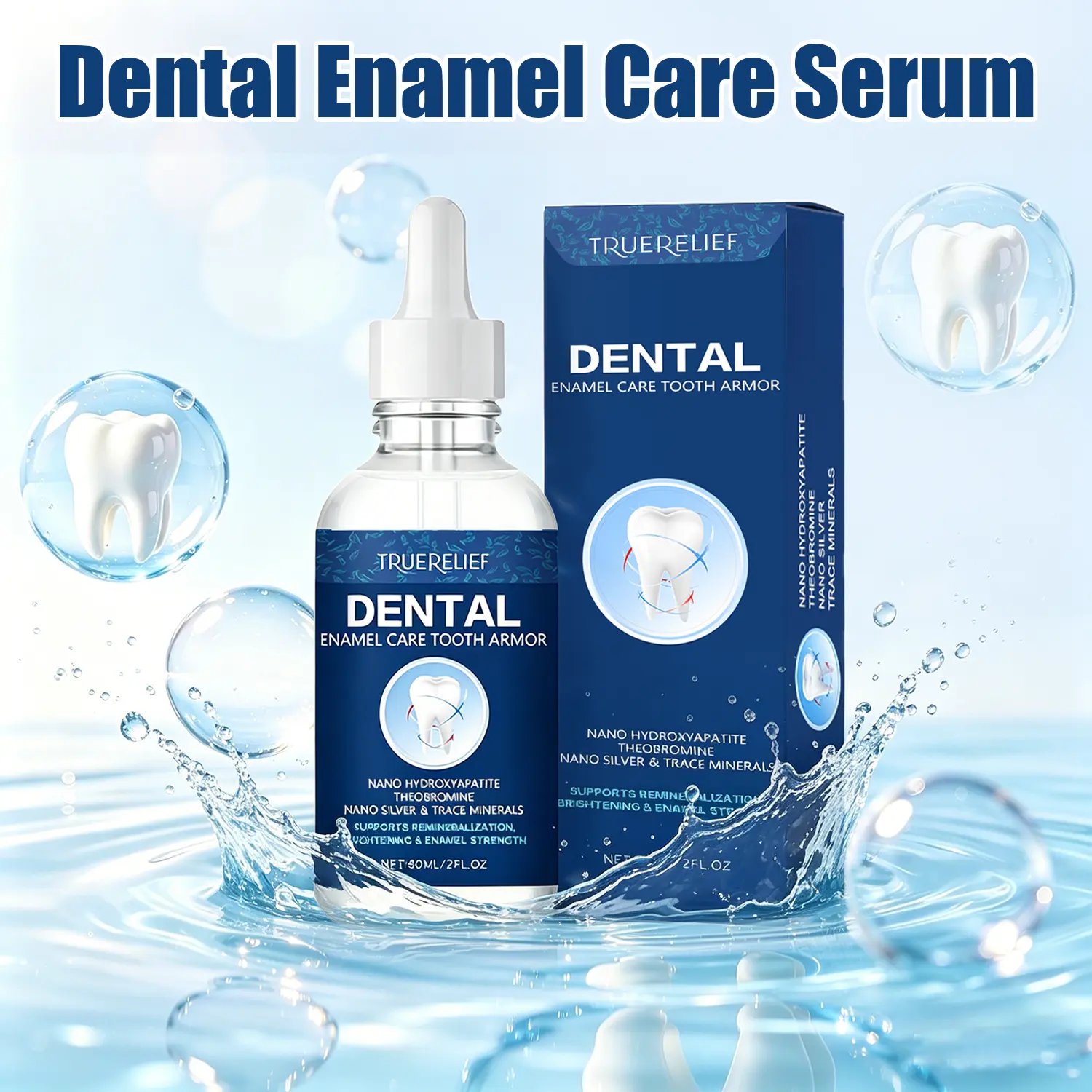 TrueRelief Original Advanced Tooth Armor Liquid Drops - 60g Teeth Brightener with Hydroxyapatite, Zinc Oxide, Colloidal Silver, Anti-Cavity Enamel Repair & Dental Whitening Formula for Daily Oral Care, Dental Teeth Whitening