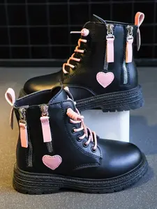 Fashionable Cute Kids Boots, Comfortable Side Zipper Design Boots for Girls, Casual Trendy Boots for Daily Wear, Perfect for Students, High Top Boots
