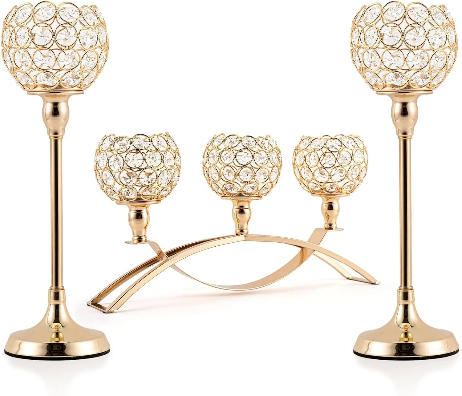 VINCIDERN Gold Candle Holders Wedding Table Centerpieces Tealight Candlestick for Home Decor Wedding Anniversary  Christmas Halloween Decorations