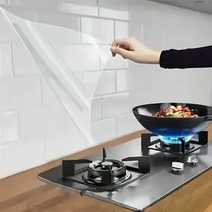 45cm X 100cm Transparent Kitchen Oil-Proof Sticker, High-Temperature Resistant Waterproof Wallpaper for Tiles & Cabinets, Self-Adhesive Design