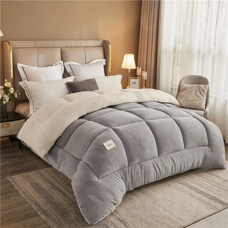 TORAX King Size Micromink Sherpa Comforter - Ultra Soft, Warm All Season Bedding, Solid Sapphire Blue & Elegant Gray