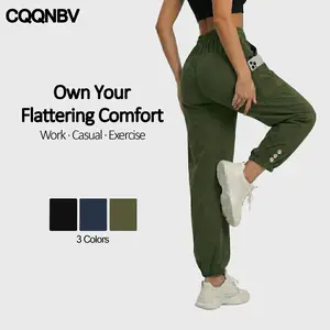 CQQNBV Women’s High Waisted Jogger Pants with Pockets – Lightweight Breathable Athletic Cargo Sweatpants, Tapered Leg Comfy Lounge Pants for Workout, Running, Travel, Casual Daily Wear