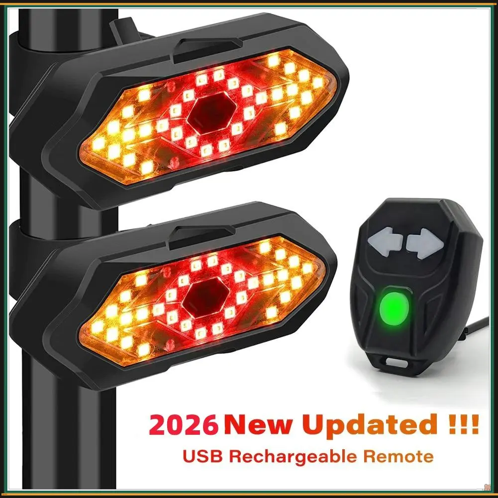 Waterproof Lightweight Bicycle Tail Light 2026 Upgraded USB Rechargeable Remote Easy Installation Long Battery Life for Camping Mountain Rides