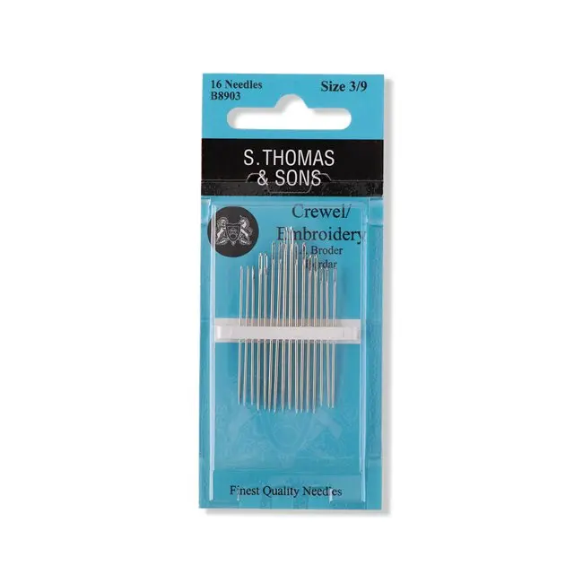 Size 3/9 -- Hand Sewing Needles -- Crewel / Embroidery --- S. Thomas & Sons