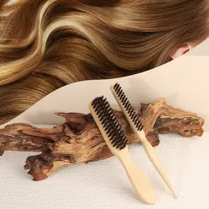 Unisex Bamboo Brush for Stylists, Medium Hard Bristles for Thick Curls, Detangling, Smoothing, Creating Waves and Restoring Shine