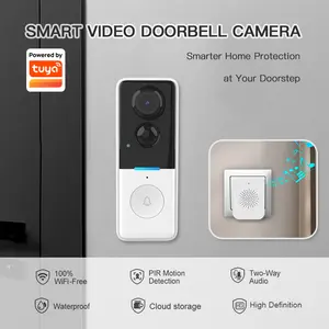 1080P Wireless Wi-Fi Video Doorbell Camera, Door Home Security, Night Vision, Two-Way Audio, Cloud Storage, Smart AI Motion Detection, Live View, Battery Powered, No Subscription, TUYA APP, Doorbell with Chime, Motion Detection & Alerts