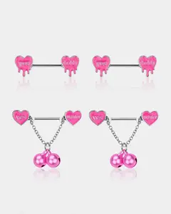 4PCS Flirting Words Nipple Piercing Ring
