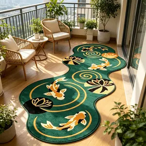 Koi Fish Pattern Carpet, Soft Plush Fluffy Rug Living Room Rugs for Living Room Sofa Bedroom Bedside, Easy Clean Non-Slip Washable Decorative Mat