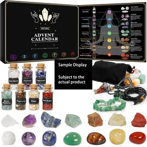 Crystal Advent Calendar, 24-Day Healing Crystal Stone Set, Natural Crystal Shard Bottled Gift Set, Suitable for Witchcraft Beginners, Can be Used for Chakra Practice, Meditation, Energy Healing, Crafting, and Gift Giving.