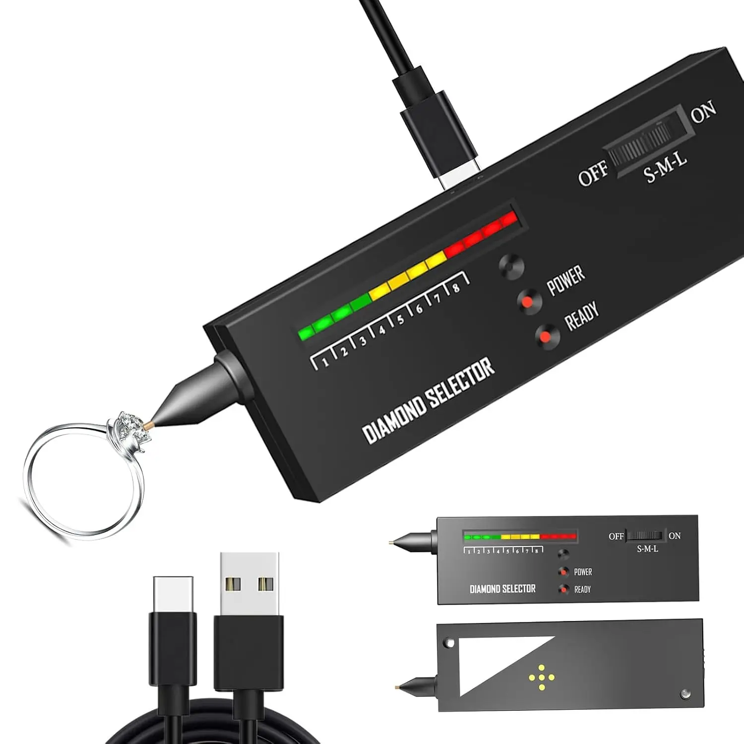 Diamond Tester, High Accuracy Simple Operation Jewelry Diamond Tester, New Professional Diamond Selector for Novice and Expert, Thermal Conductivity Meter (Black)
