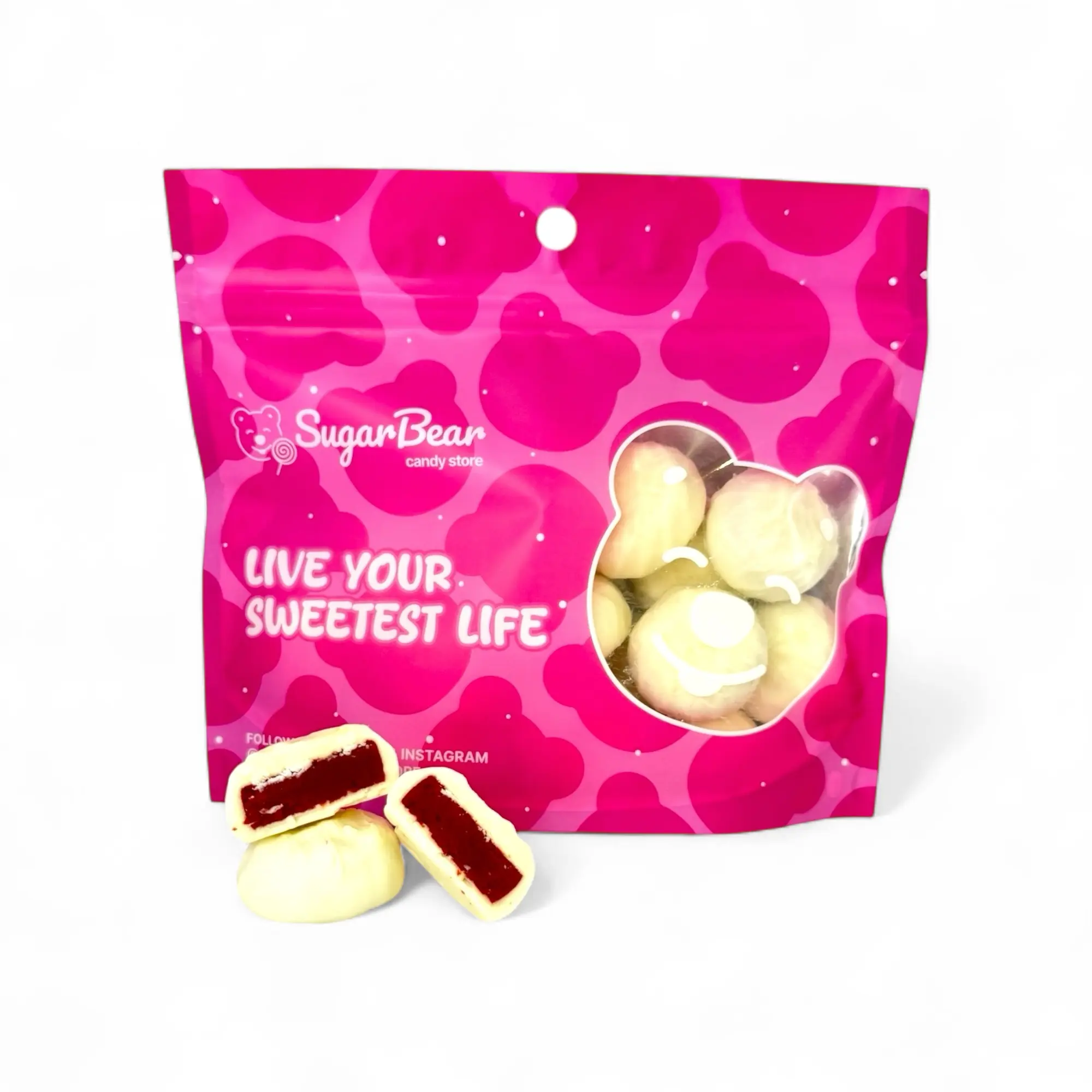 White Chocolate Covered Red Velvet Cake Bites – Rich & Creamy Dessert Candy for Adults & Chocolate Lovers - 4 oz & 8 oz & 1 lb Chocolate Bag Snack Bonbon