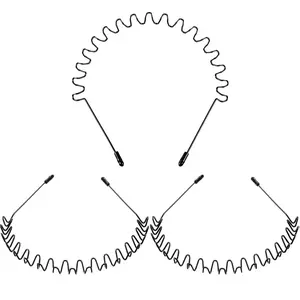 Hairband, 3 Pack Metal Headband for Men Unisex, Wavy Wired Zigzag Spring Sports Fashion Headwear, Non Slip Hair Hoop, Hair Accessories