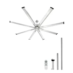 VEVOR 84 In Ceiling Fan without Light, 6-Speed Remote Control, Aluminum 8-Blade, Reversible DC Motor, Modern Low Profile Flush Mount Fan for Bedroom, Living Room, Patio, Indoor/Outdoor, Brushed Nickel