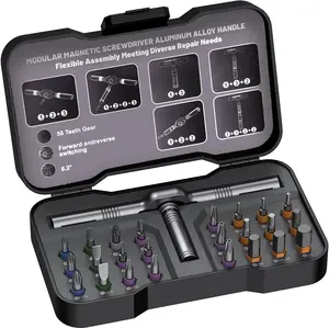 1/2 Set 24 in 1 Dly Screwdriver Set Magnetic Compact and Portable Ratchet Screwdriver, Mini Screwdriver Set, Ratcheting Allen Wrench Set, Removable Self-Assembly Precisio for Pc Mobile Bicycle (Black)