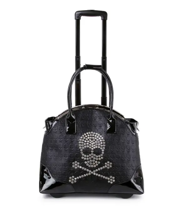 HE Wheeled Skull And Crossbones Carryon Luggage