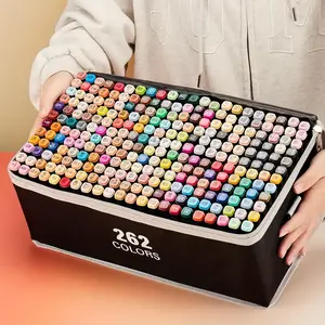 KIDGENIUS 120/168/262 Piece Dual Tip Alcohol Markers, Permanent Art Pens, Water Resistant Quick Dry Refillable, Fine Details & Large Area Coloring, Easter Gifts for Artists Craft Lovers