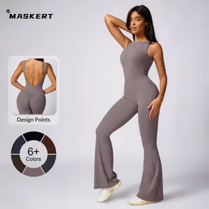 MASKERT Women's Sleeveless Sports Jumpsuit Butt Lifting Tummy Control Activewear for Yoga & Workout SpringStatements