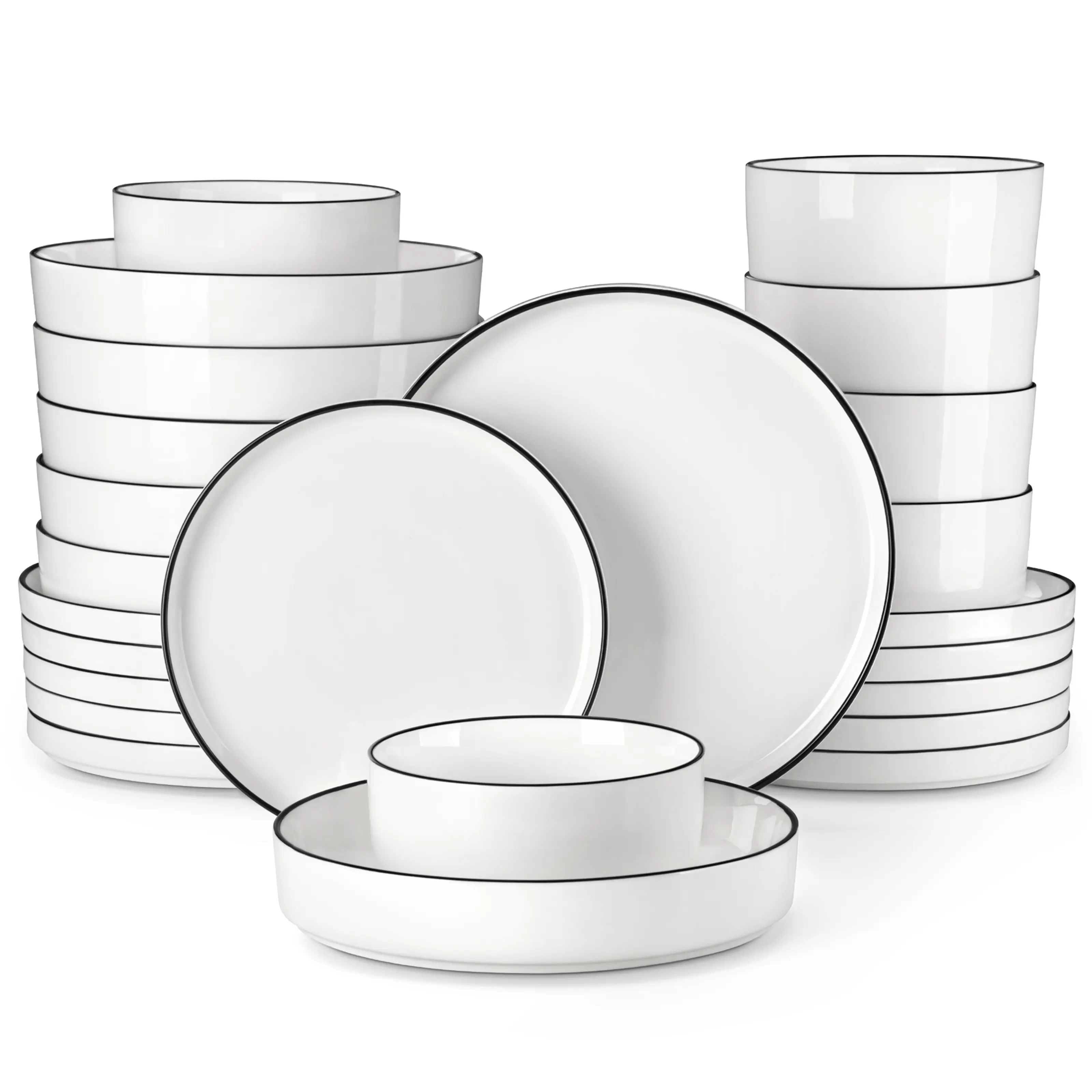MALACASA Modern Porcelain Dinnerware Set, 12/16/18/24 Pieces White Dish Set for 4/6, Chip and Scratch Resistant Dishware Sets Kitchen Dishes Dining Ware Set, Series LEAH modern design Sunmer Holiday,Dealsforyourdays