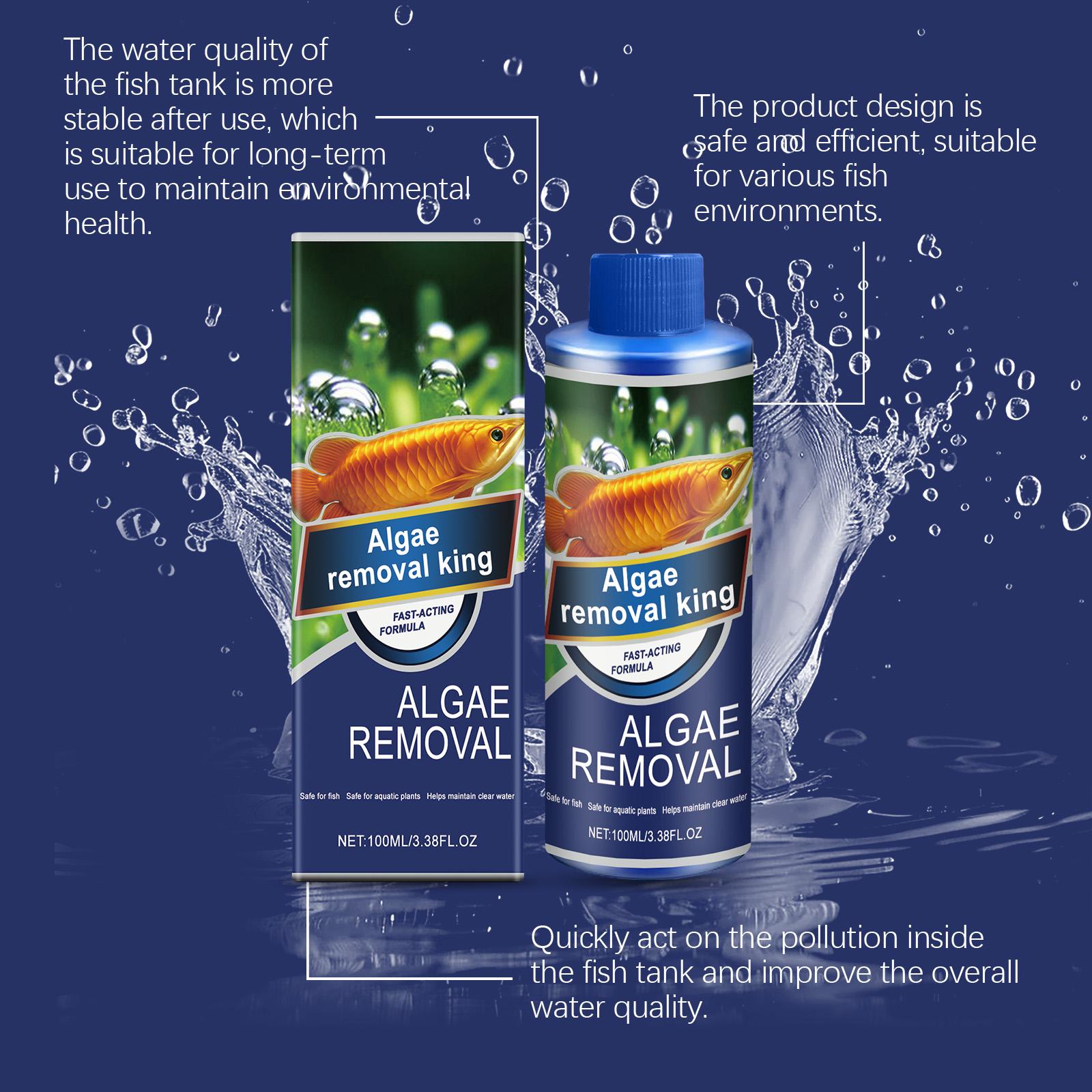 Aquarium Water Clarifier Cleans Tank Stains Removes Moss & Algae Purifies Water Safe for Fish Daily Maintenance Formula