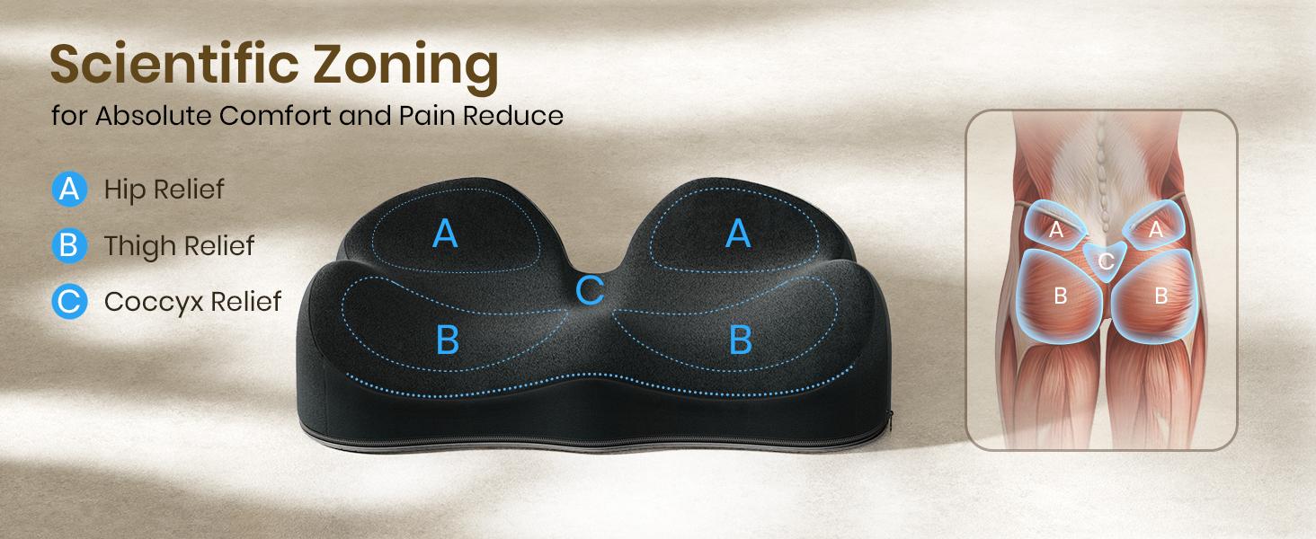 Benazcap Large Memory Foam Office Chair Cushion Seat Pad Ergonomic for Sciatica Tailbone Back Pain Relief Car Seat Cushions for Driving Benazcap Large Memory Foam Office Chair Cushion Seat Pad Ergonomic for Sciatica Tailbone Back Pain Relief Car Seat Cushions for Driving