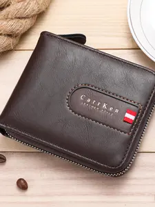Men's Vintage Letter Pattern  Zipper Short Wallet, Casual Multi-functional Short Wallet for Daily Used, Retro Style Wallet for Men, Stylish Wallet