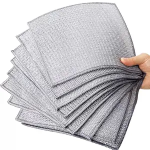 50 Counts Multipurpose Non-Scratch Wire Dishcloths – Double-Layer Reusable Dishwashing Rags for Wet & Dry Use, Kitchen Cleaning Cloth for Sinks, Pans & Dishes, Washable & Durable