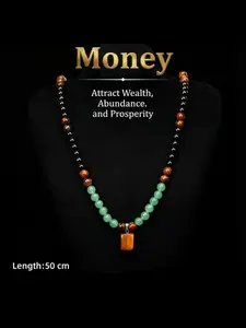 Arpurraina Money Attract Abundance Prosperity Necklace with Aventurine and Tiger Eye Pendant, Healing Crystal Jewelry, Anniversary Gift, Unisex, Eastling Stone, Onyx