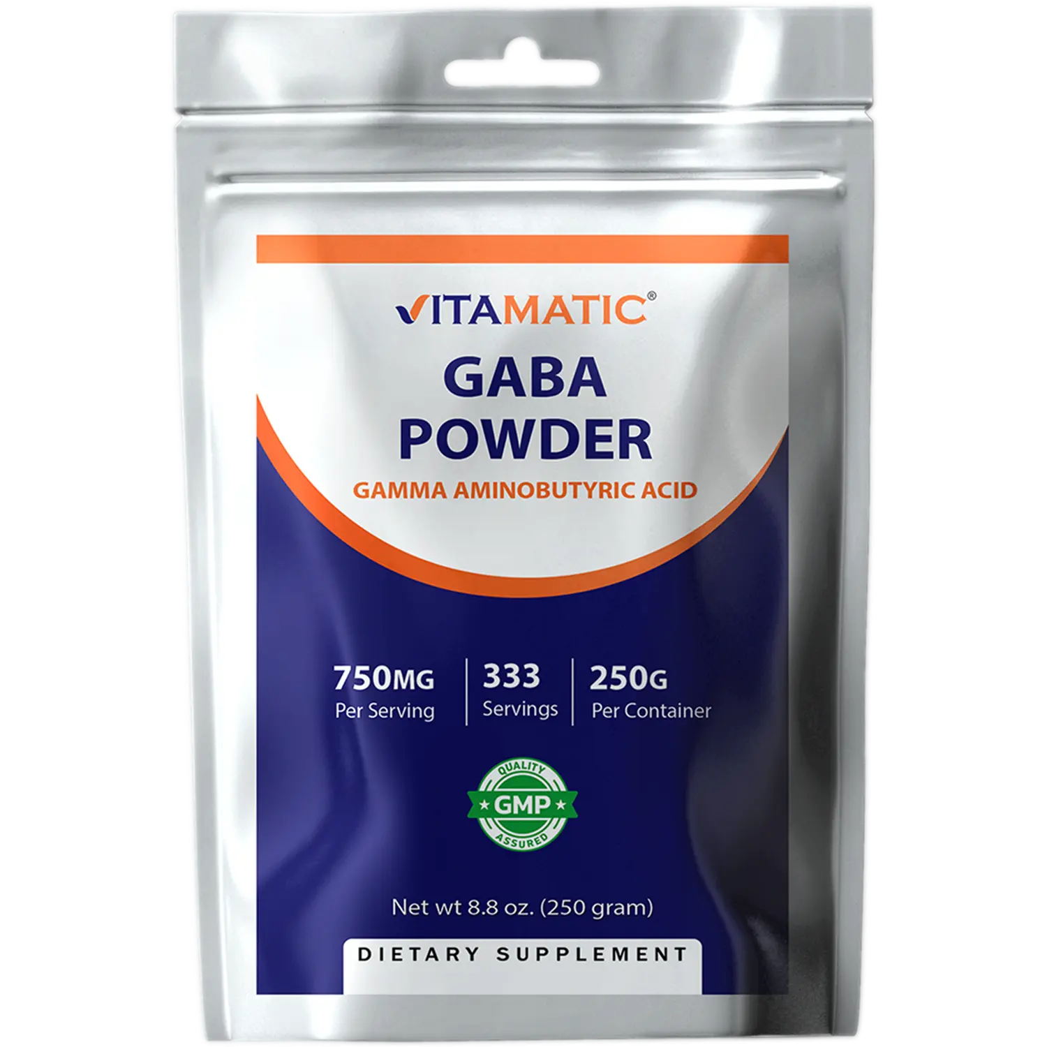 Vitamatic Gamma Aminobutyric Acid Powder 750 mg per Serving - 250 Grams - Also Called GABA - 333 Servings
