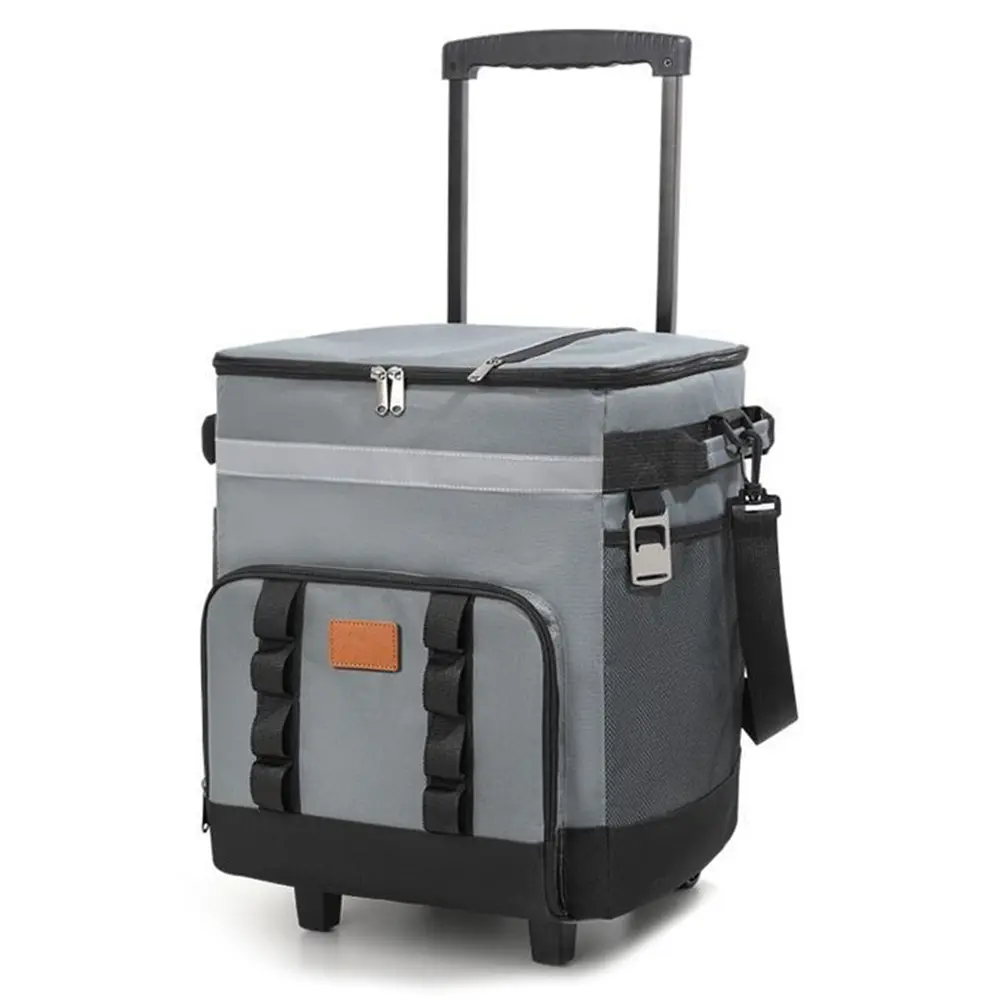Insulated Rolling Cooler Bag with Wheels Large Thermal Food Delivery Box Large Capacity Portable Lunch Backpack for Outdoor Car Travel&Takeout