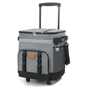Insulated Rolling Cooler Bag with Wheels Large Thermal Food Delivery Box Large Capacity Portable Lunch Backpack for Outdoor Car Travel&Takeout