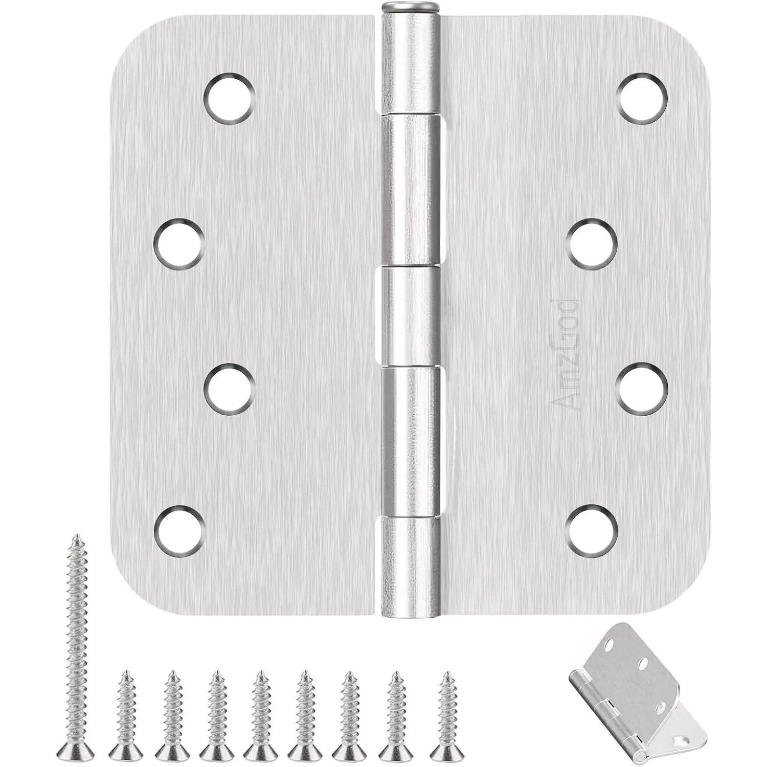 4" X 4" Nickel Door Hinges - 18 Pack Brushed Nickel Door Hinge 4 Inch Rounded Interior Hinges with 5/8" Radius -Heavy Duty Exterior Door Hinge 4 in x 4 in Front Door Hinges Residential