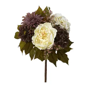 Nearly Natural 16" Peony, Hydrangea & Dahlia Bouquet