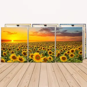 Sunflower Pattern Canvas Painting with Wooden Frame, 3 Counts/set Modern Artistic Wall Art, Wall Decor for Home Living Room Bedroom Office