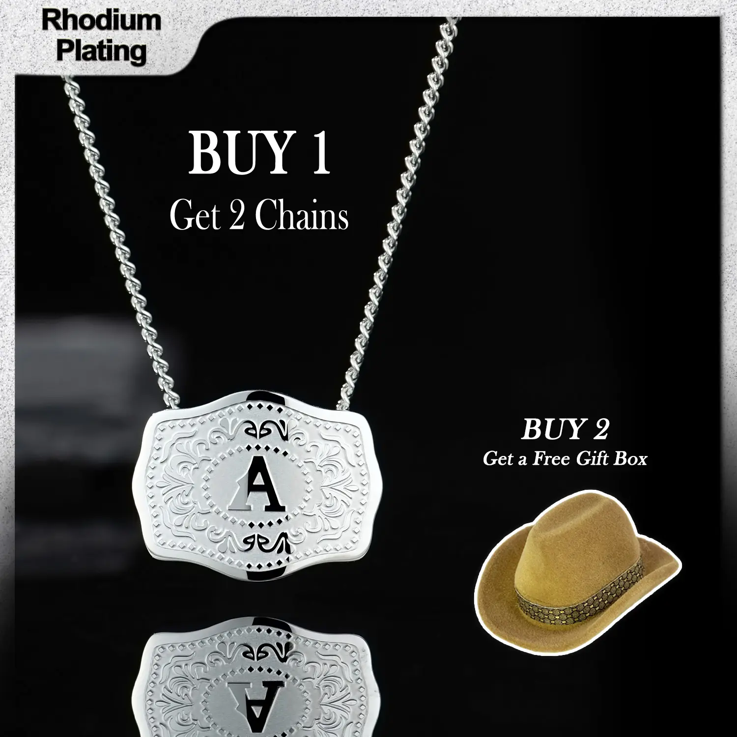 Holylegend Initial Letter Pendant Necklace with Embossed Belt Buckle,Trendy jewelry, Personalized initial necklace, Handmade fashion accessory,CowTag Western Style Jewelry, Buy 1 Get 1 Free Chain,18"+2" Extender Length,Father's Day Gift summerwins
