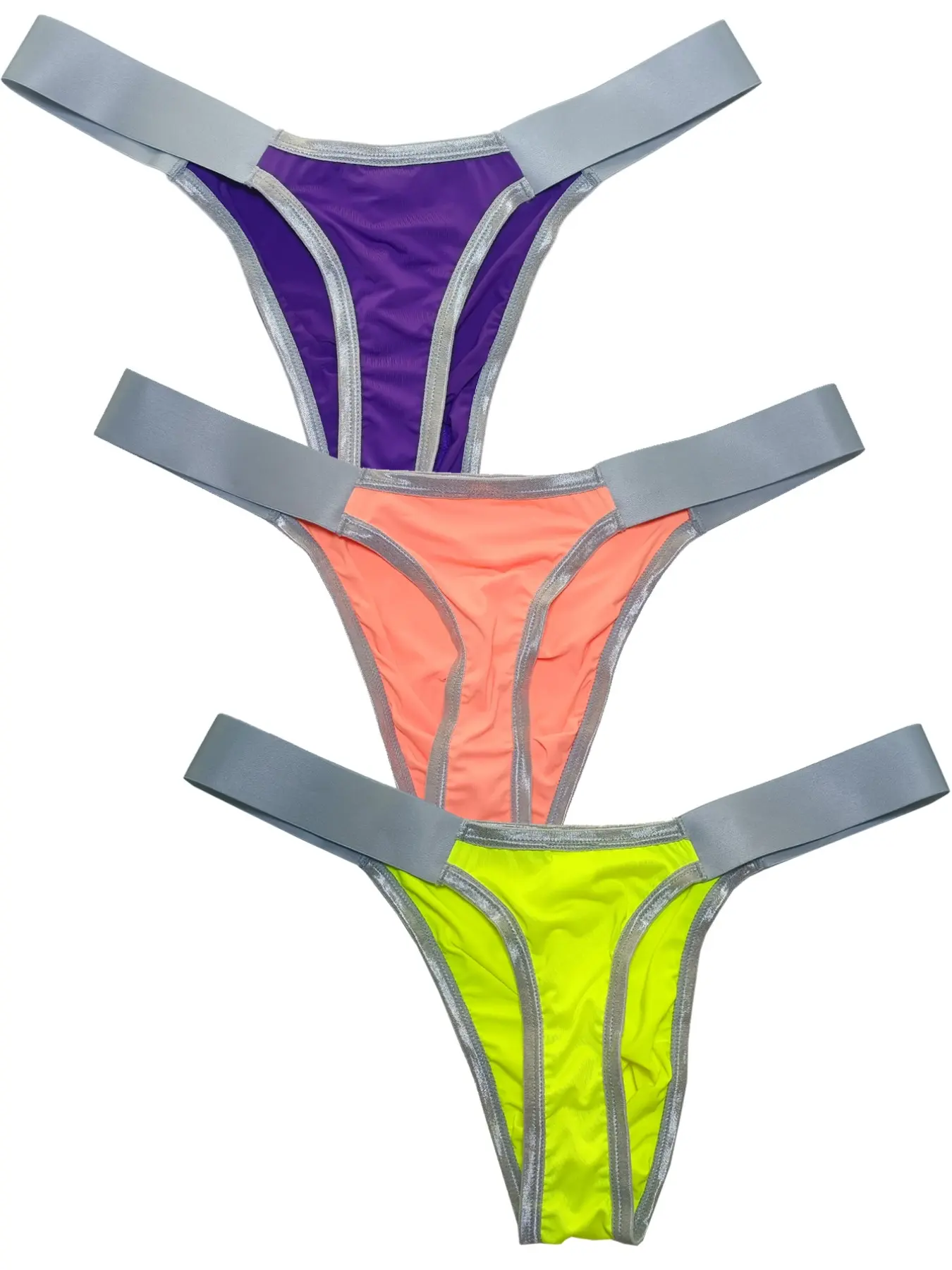 Men's Printed Thongs Set of 3, Slim Fit Mesh Breathable Athletic Underwear, All Season Comfortable Gym Shorts, Contrast Binding Design, Stretchy Sports Underwear, Elastic Breathable Wear, Breathable Undergarments