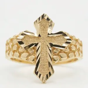 This 14K gold-plated cross ring has a cute religious design, suitable for everyday wear and as a gift for friends and family.