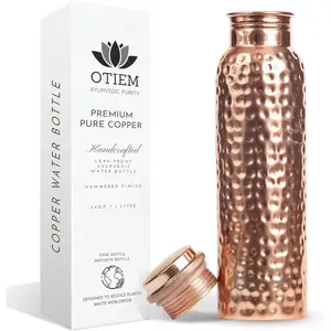 Otiem Pure Copper Water Bottle for Drinking Water - Stay Hydrated and Enjoy Ayurvedic Benefits - Leak Proof, Temperature Retention, Eco-Friendly Design - Durable Copper Bottle