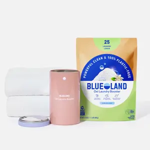 Blueland Oxi Laundry Booster, Eco-Friendly Mineral & Plant-Based Stain Remover, Color Boosting Ox Cleaner + Storage Tin