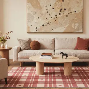 【Deals For You Days】GENIMO Rug – Machine Washable, Pet Friendly, Non-Slip Floor Rug, Soft Area Carpet, Ideal for Living Room, Bedroom, Kitchen, Hallway ,ARM031-RED